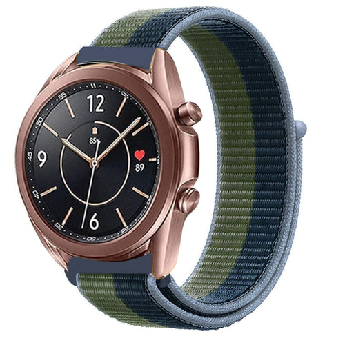 Nylon Strap, moss green, on a watch, 3/4 front view