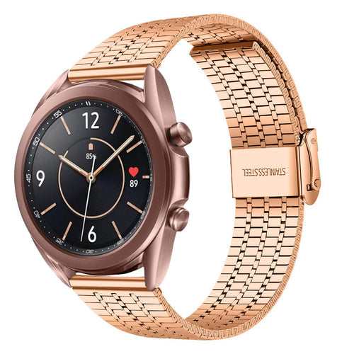 Fine Steel Strap, rose gold, on a watch, 3/4 front view