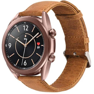 Leather Strap, brown, on a watch, 3/4 front view