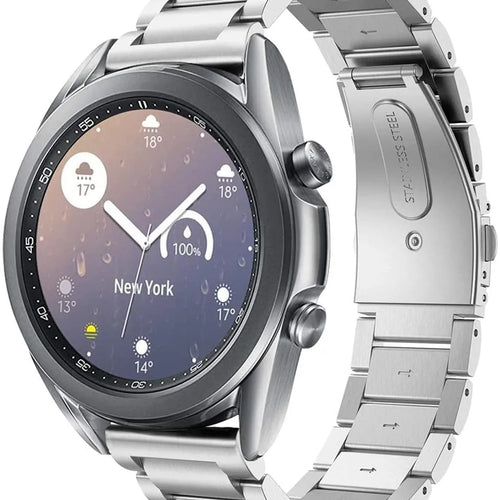 Titanium Strap, silver, on a watch, 3/4 front view