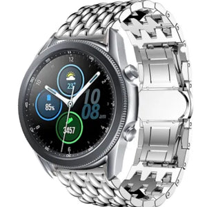Steel Dragon Strap, silver, on a watch, 3/4 front view