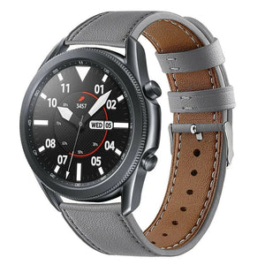 Modern Leather Strap, grey, on a watch, 3/4 front view