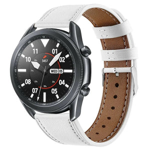 Modern Leather Strap, white, on a watch, 3/4 front view