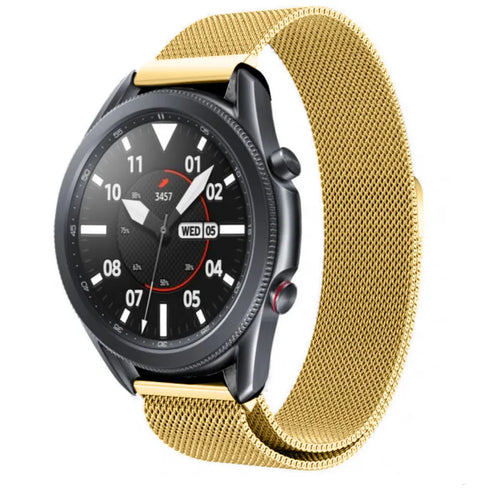 Milanese Strap, gold, on a watch, 3/4 front view