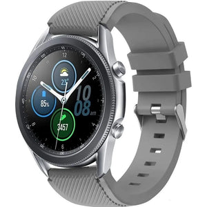 Twill Silicone Strap, grey, on a watch, 3/4 front view