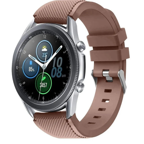 Twill Silicone Strap, brown, on a watch, 3/4 front view