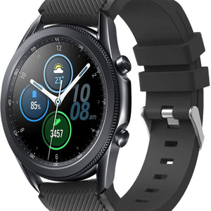 Twill Silicone Strap, black, on a watch, 3/4 front view