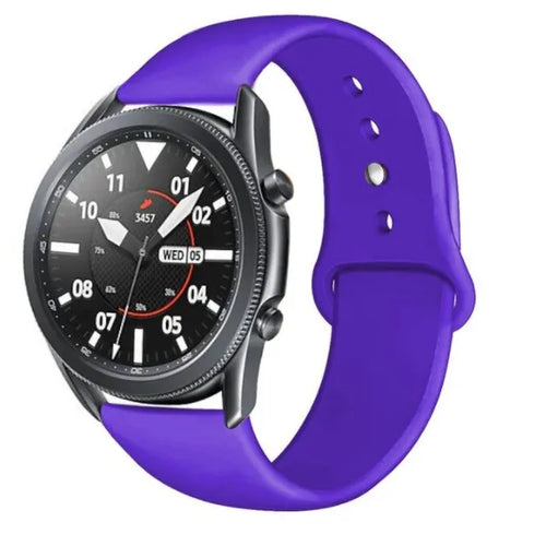Silicone Sport Strap, purple, on a watch, 3/4 front view