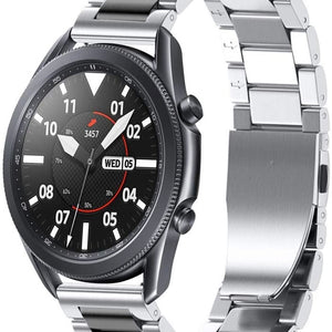 Steel Strap, silver/black, on a watch, 3/4 front view