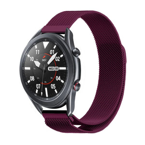 Milanese Strap, purple, on a watch, 3/4 front view