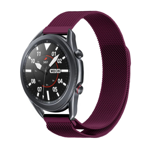Milanese Strap, purple, on a watch, 3/4 front view