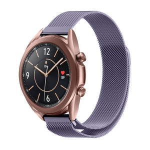Milanese Strap, light purple, on a watch, 3/4 front view