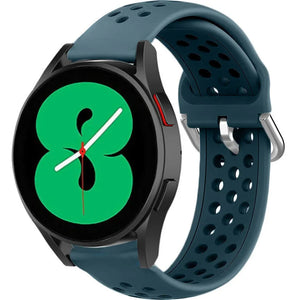 Breathable Silicone Strap, rock green, on a watch, 3/4 front view