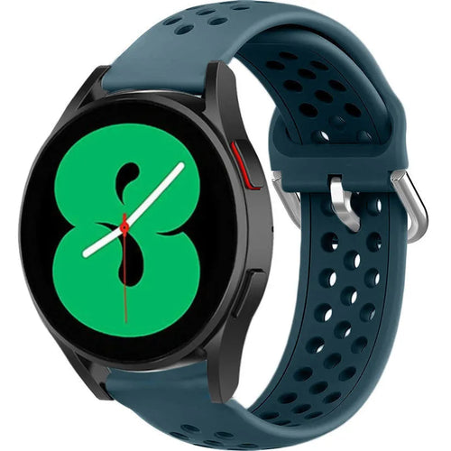Breathable Silicone Strap, rock green, on a watch, 3/4 front view