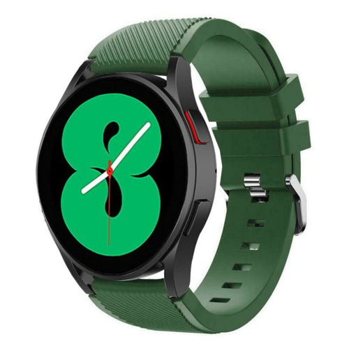 Twill Silicone Strap, army green, on a watch, 3/4 front view