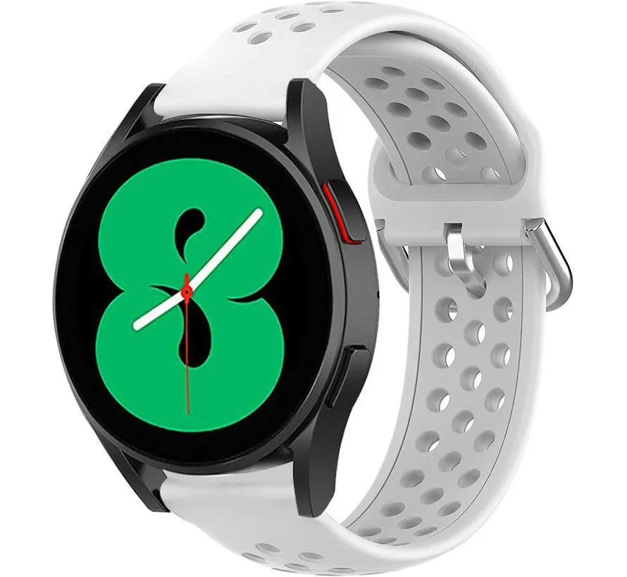 Breathable Silicone Strap, white, on a watch, 3/4 front view