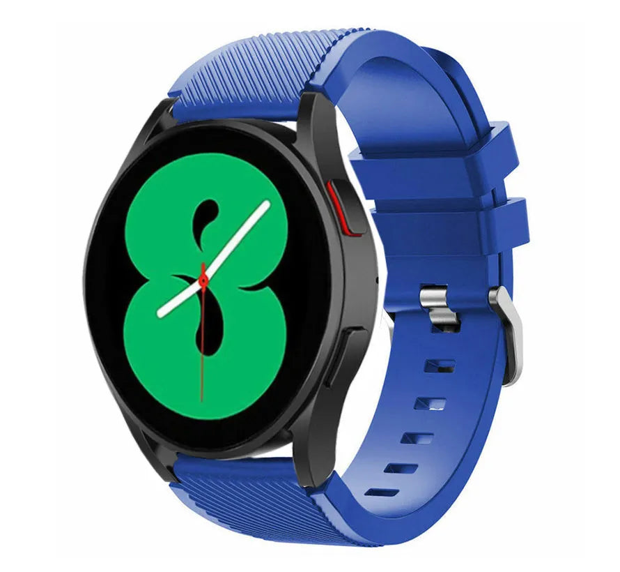 Twill Silicone Strap, blue, on a watch, 3/4 front view