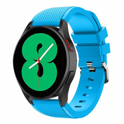 Twill Silicone Strap, light blue, on a watch, 3/4 front view