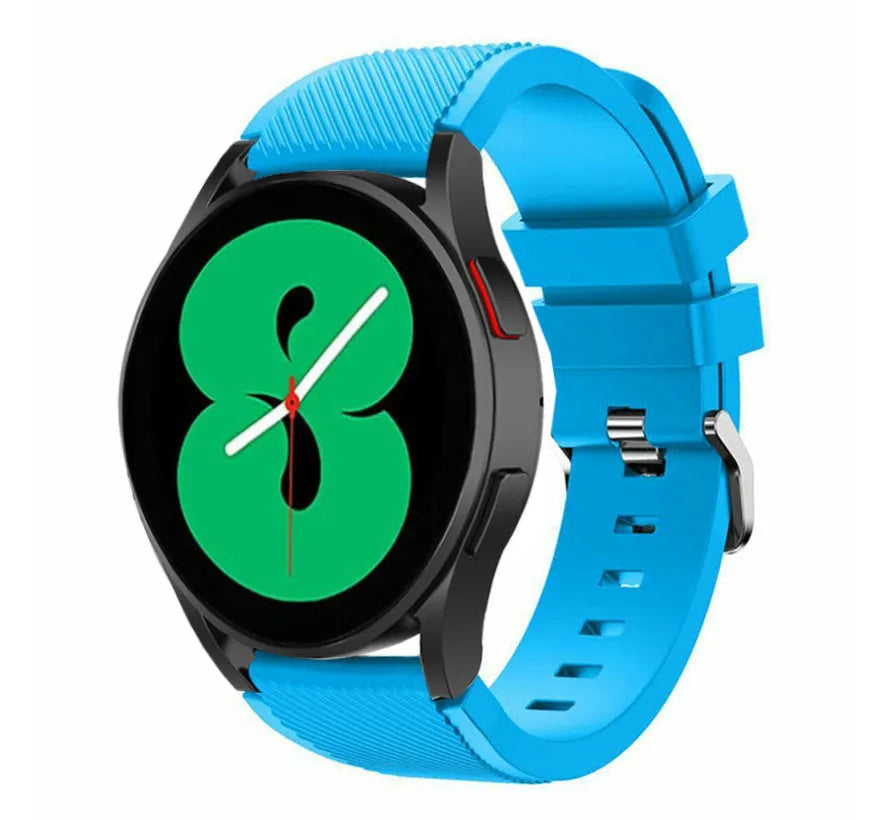Twill Silicone Strap, light blue, on a watch, 3/4 front view