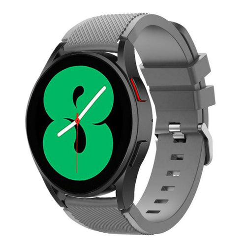 Twill Silicone Strap, grey, on a watch, 3/4 front view