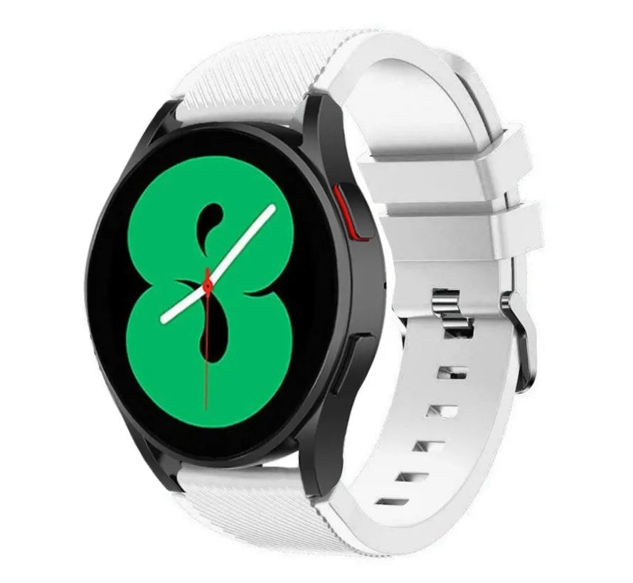 Twill Silicone Strap, white, on a watch, 3/4 front view
