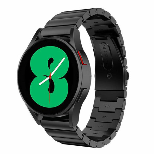 Premium Metal Strap, black, on a watch, 3/4 front view