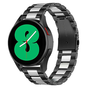 Steel Strap, black/silver, on a watch, 3/4 front view