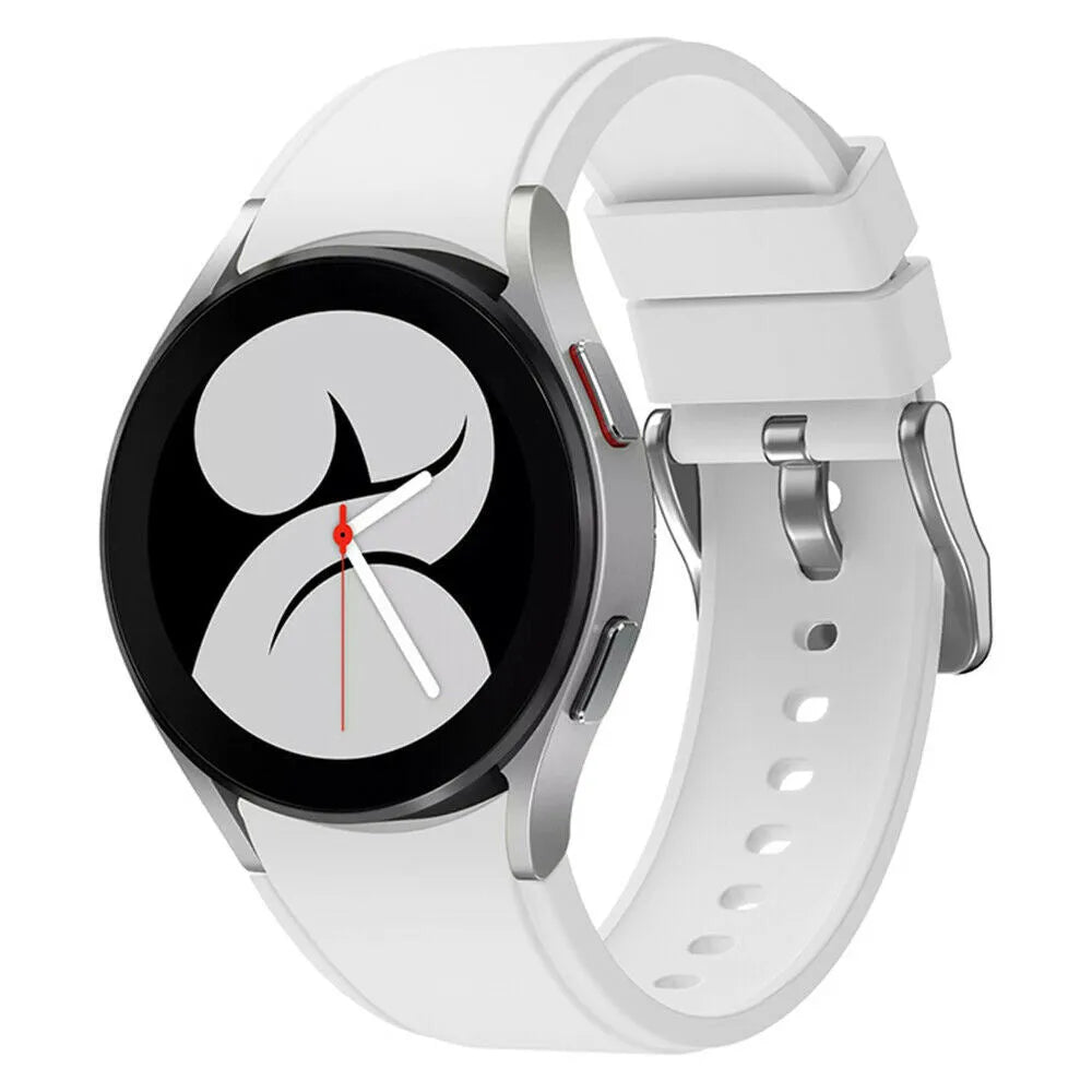 Silicone Strap 'Perfect Fit', white, on a watch, 3/4 front view