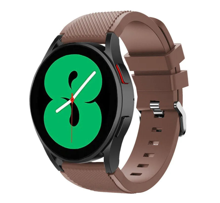Twill Silicone Strap, brown, on a watch, 3/4 front view