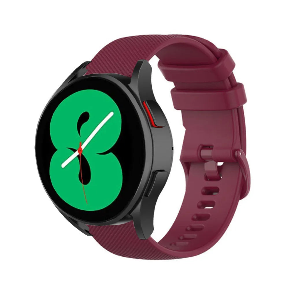 Premium Silicone Strap, dark red, on a watch, 3/4 front view