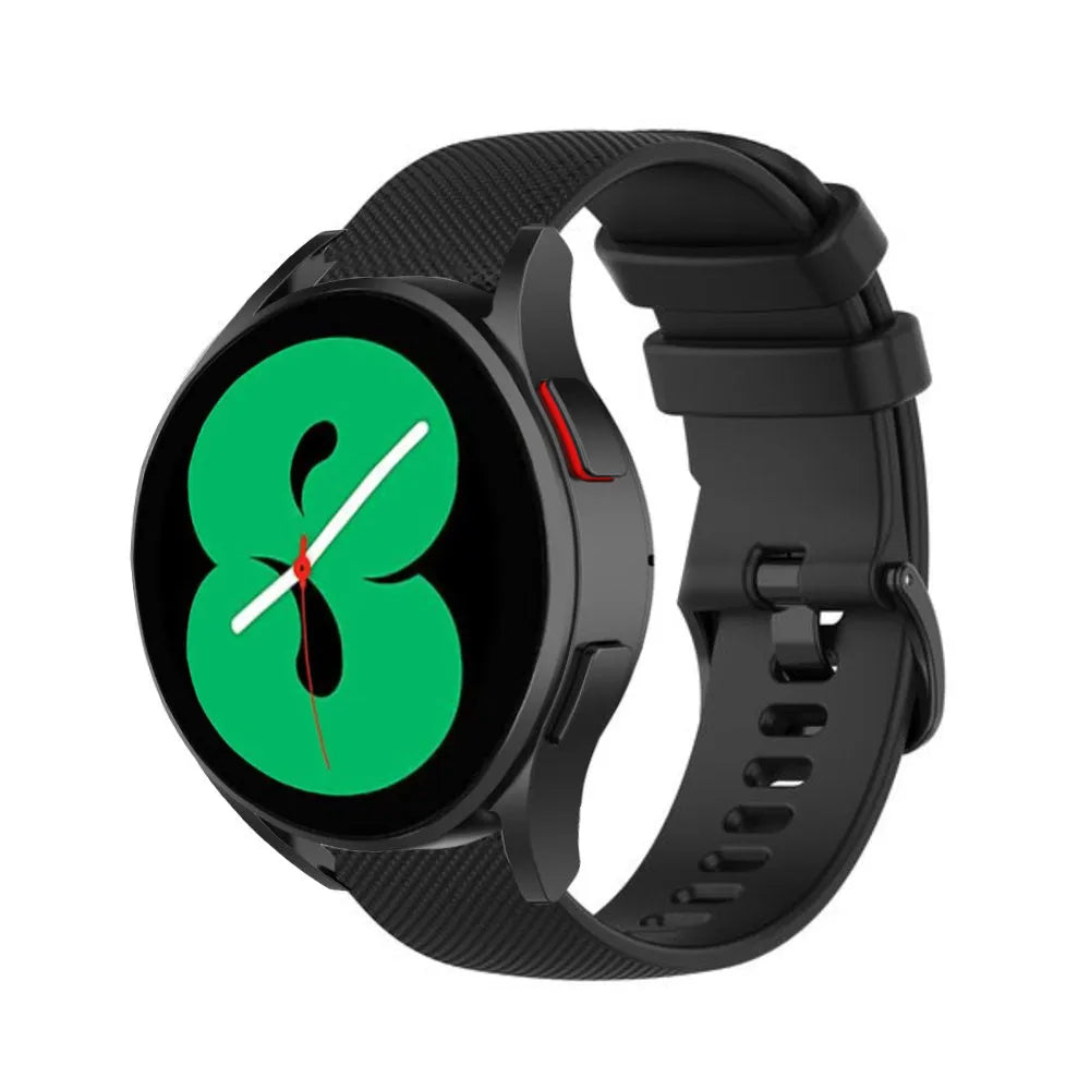 Premium Silicone Strap, black, on a watch, 3/4 front view