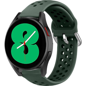Breathable Silicone Strap, army green, on a watch, 3/4 front view