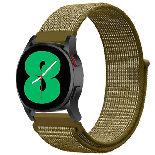 Nylon Strap, olive, on a watch, 3/4 front view