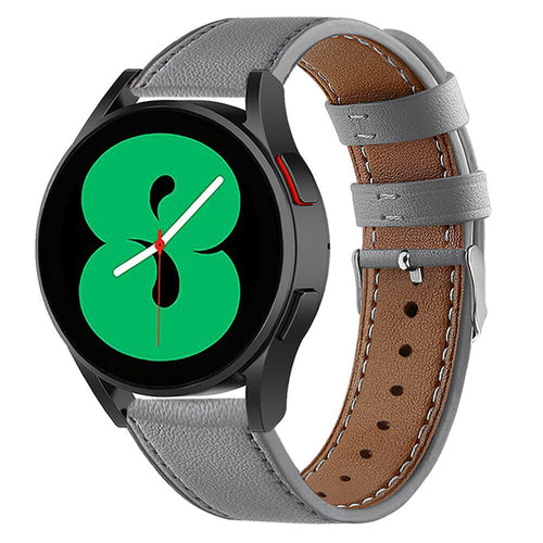 Modern Leather Strap, grey, on a watch, 3/4 front view