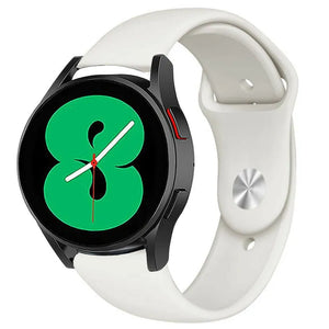 Silicone Sport Strap, white, on a watch, 3/4 front view