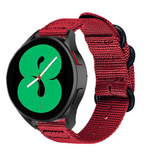 Nylon Buckle Strap, red, on a watch, 3/4 front view