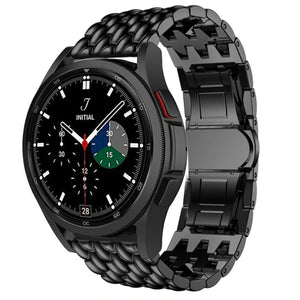 Steel Dragon Strap, black, on a watch, 3/4 front view