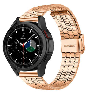 Fine Steel Strap, rose gold, on a watch, 3/4 front view