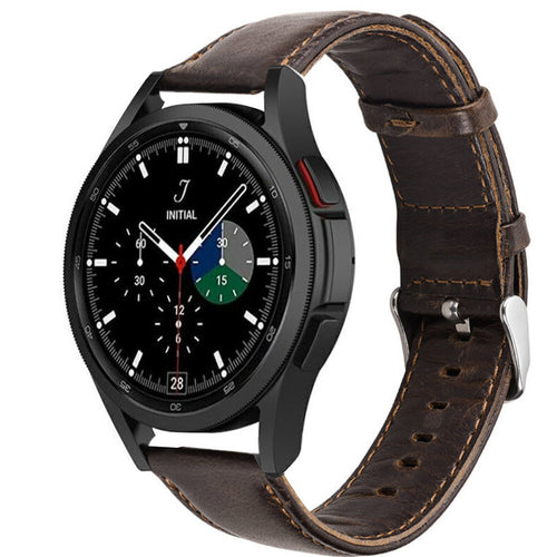 Leather Strap, dark brown, on a watch, 3/4 front view