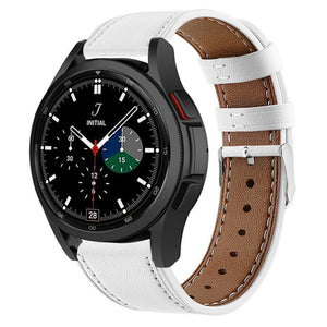 Modern Leather Strap, white, on a watch, 3/4 front view