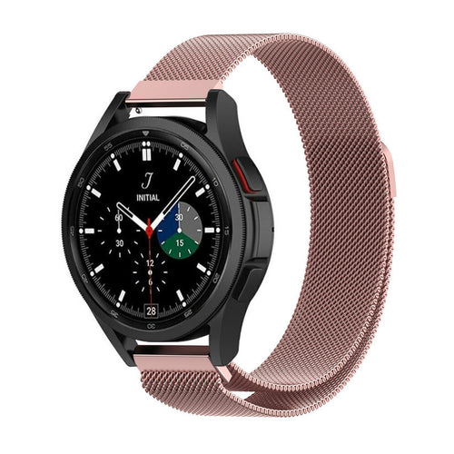 Milanese Strap, pink, on a watch, 3/4 front view