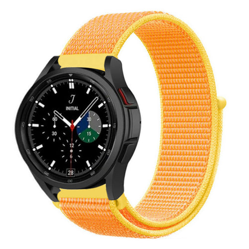 Nylon Strap, light yellow, on a watch, 3/4 front view