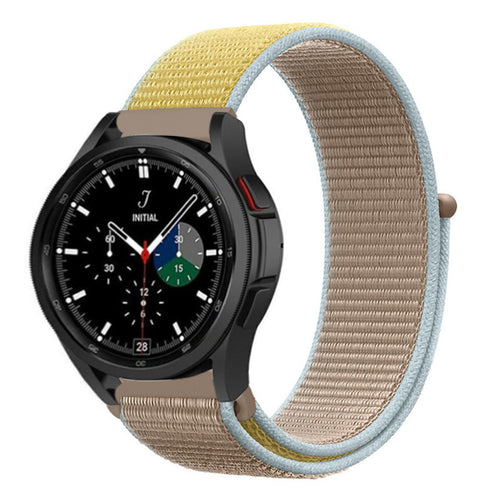 Nylon Strap, camel, on a watch, 3/4 front view