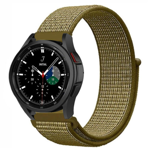 Nylon Strap, olive, on a watch, 3/4 front view
