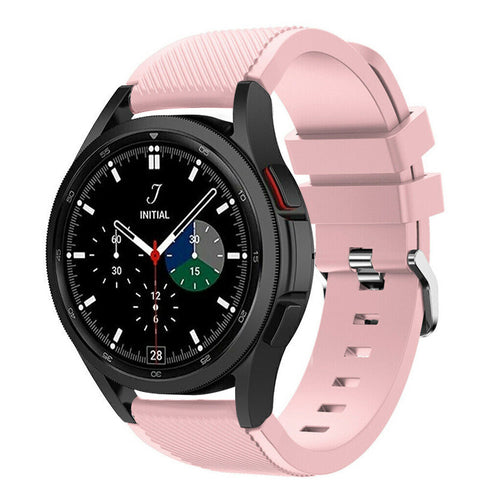 Twill Silicone Strap, pink, on a watch, 3/4 front view