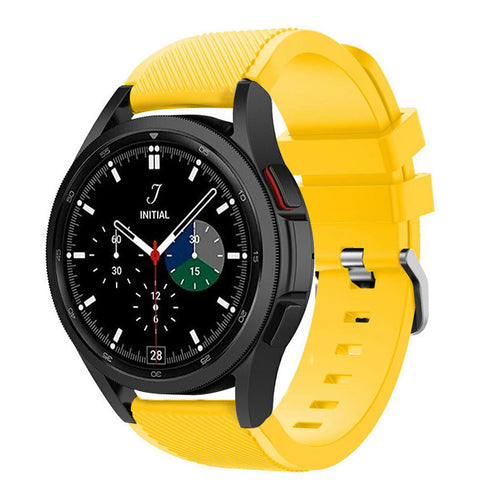 Twill Silicone Strap, yellow, on a watch, 3/4 front view