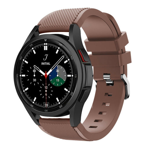 Twill Silicone Strap, brown, on a watch, 3/4 front view