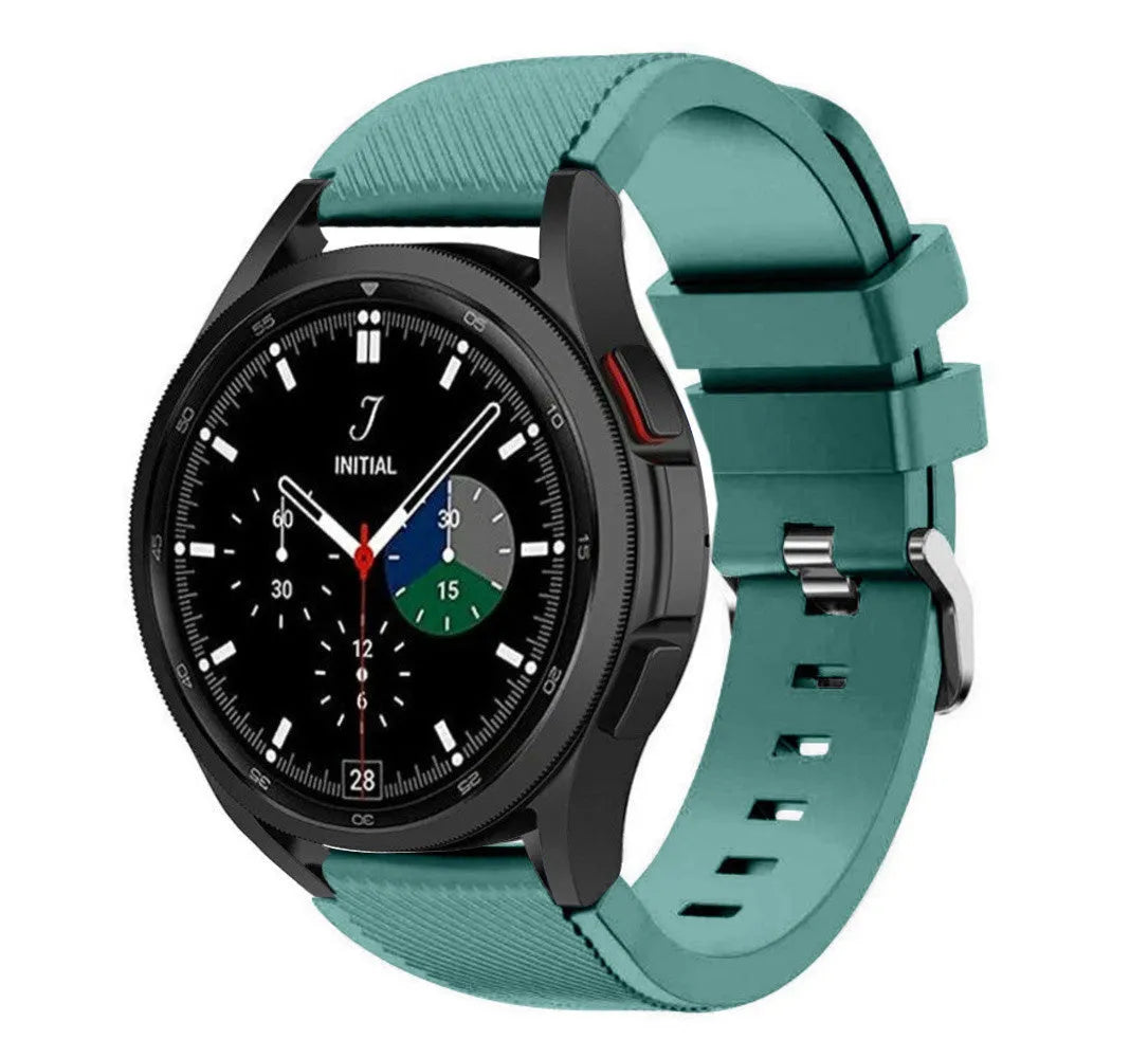 Twill Silicone Strap, viridian, on a watch, 3/4 front view