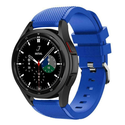 Twill Silicone Strap, blue, on a watch, 3/4 front view