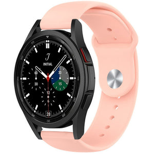 Silicone Sport Strap, pink, on a watch, 3/4 front view